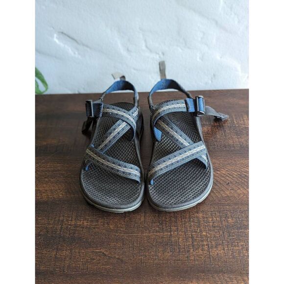 Chaco Blue and Gray Adjustable Strappy Sandals Kids - Size 2 - Picture 3 of 7